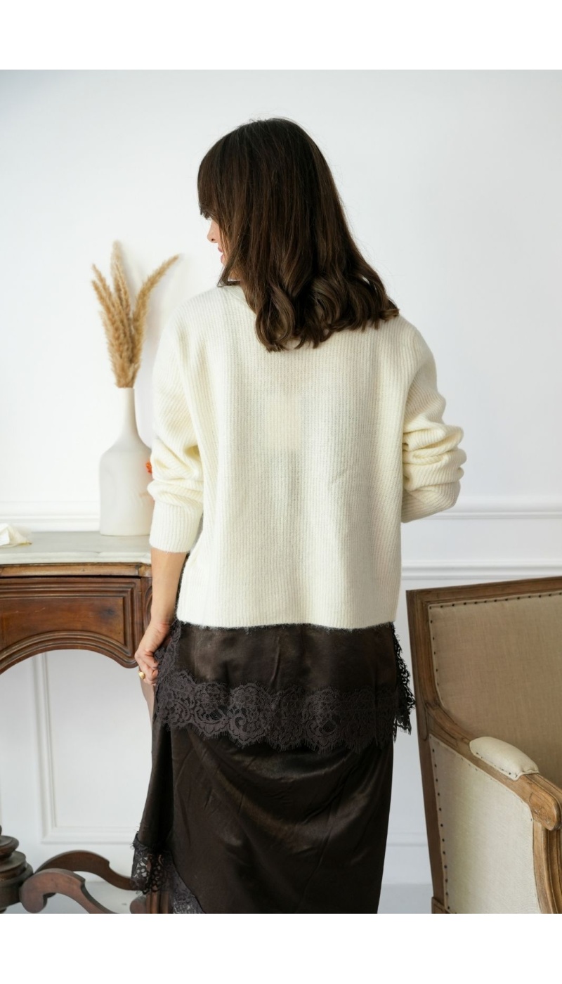 Gilet Maille Cloud Dancer PCELLI PIECES - 4 | Bem-vindo