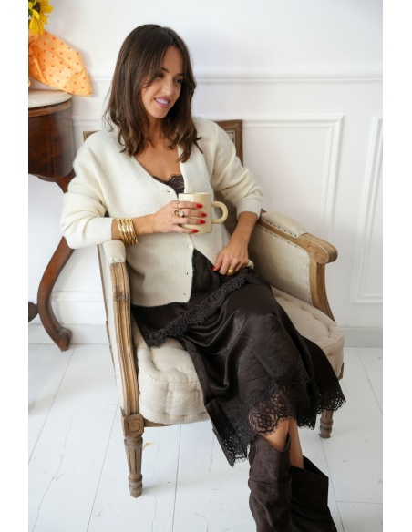 Gilet Maille Cloud Dancer PCELLI PIECES - 1 | Bem-vindo