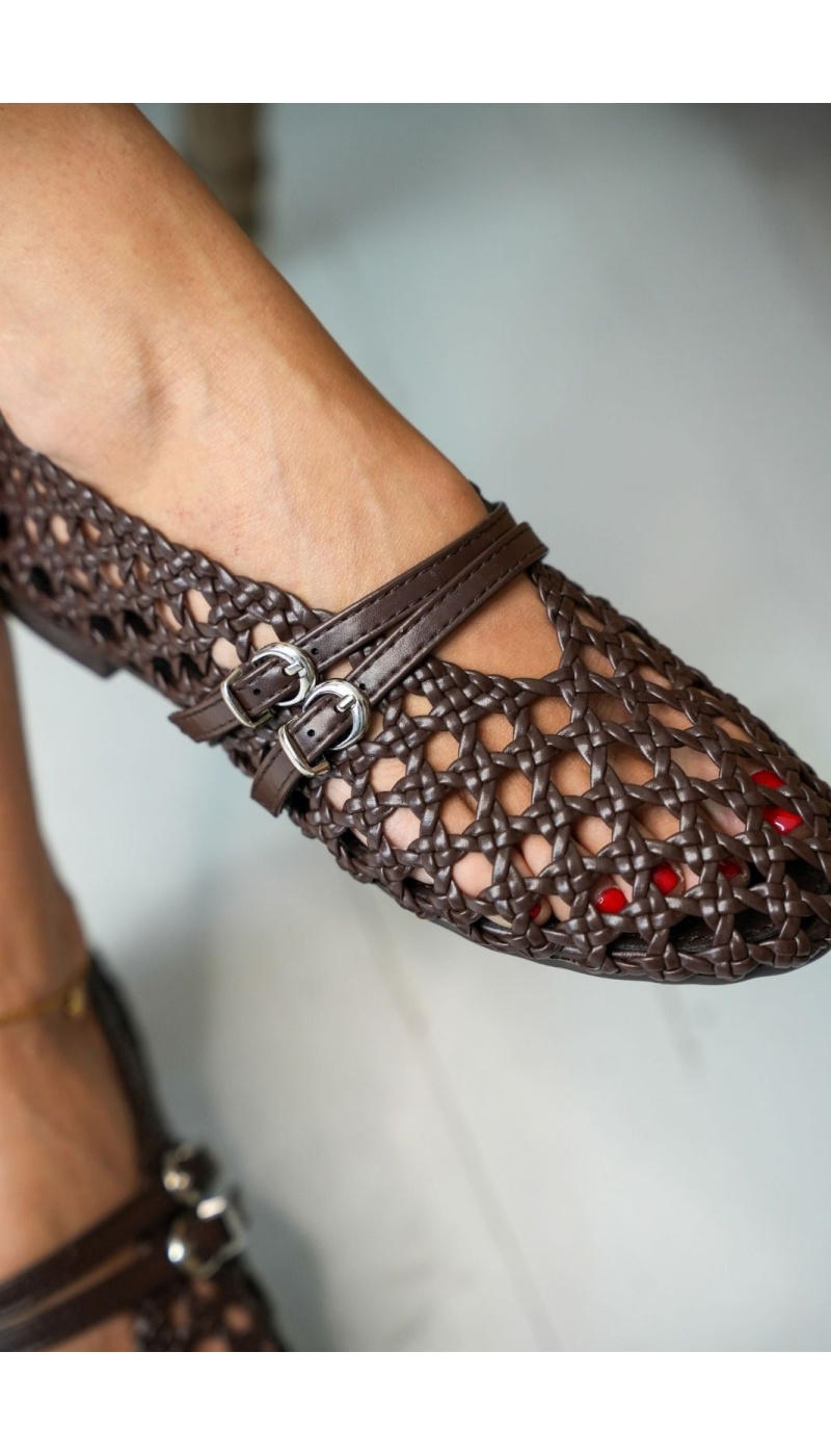 Ballerine Marron Tressée GAOA Noho - 1 | Accueil