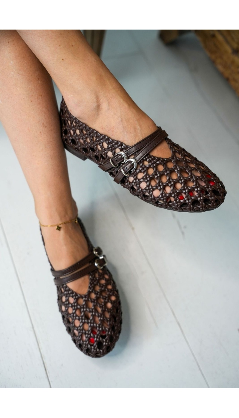 Ballerine Marron Tressée GAOA Noho - 2 | Accueil