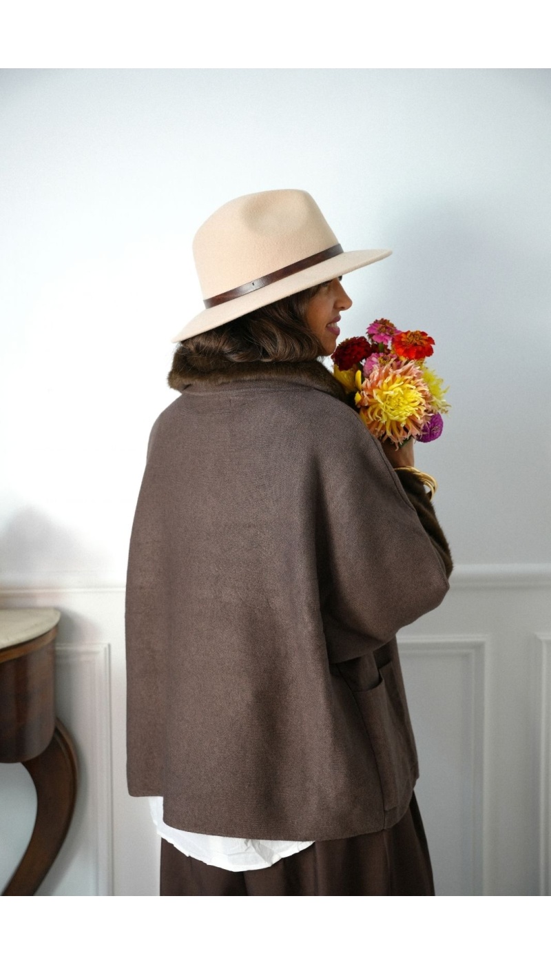 Gilet Veste Fourrure Choco BRIXTON Noho - 3 | Accueil
