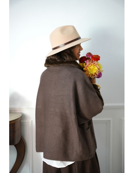 Gilet Veste Fourrure Choco BRIXTON Noho - 3 | Benvenuto