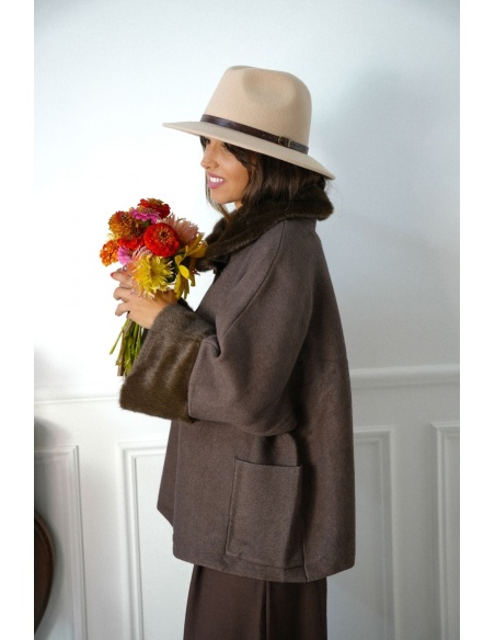 Gilet Veste Fourrure Choco BRIXTON Noho - 4 | Accueil