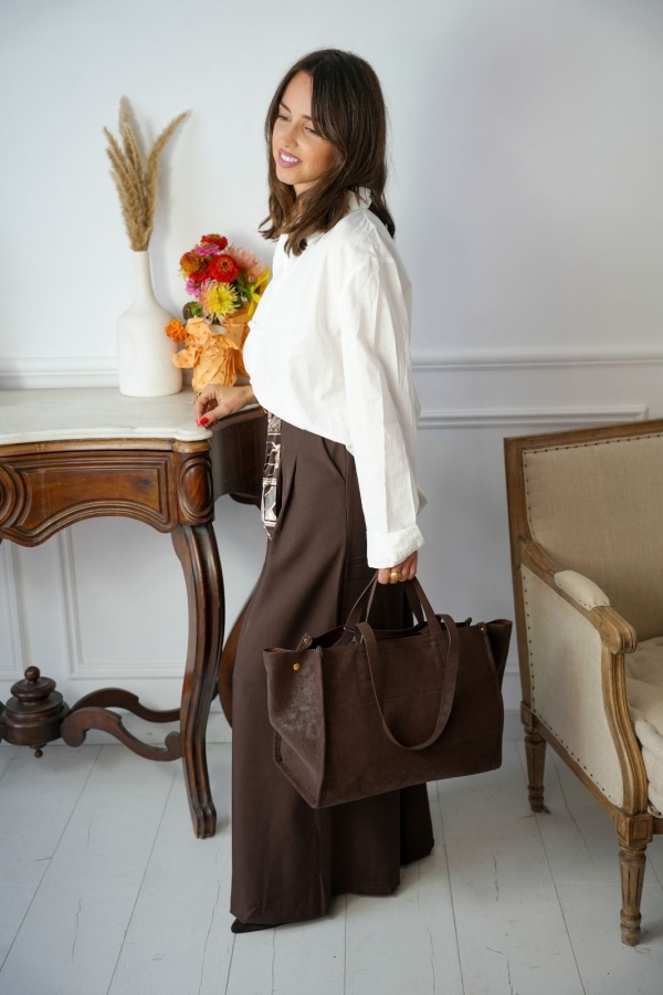 Pantalon Foulard Chocolat LISE Noho - 1 | Accueil 2