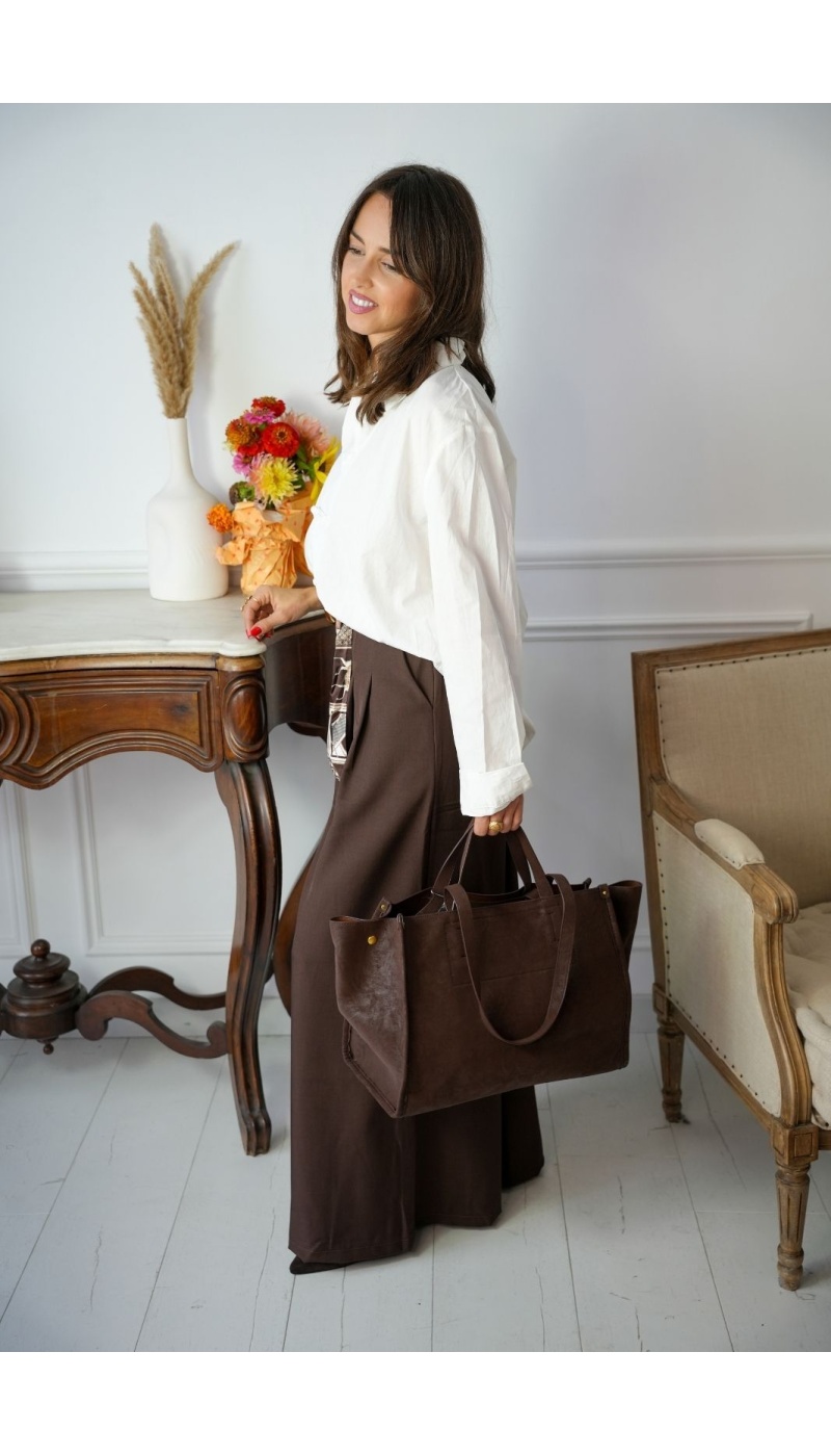 Pantalon Foulard Chocolat LISE Noho - 2 | Accueil