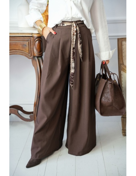Pantalon Foulard Chocolat LISE Noho - 3 | Accueil