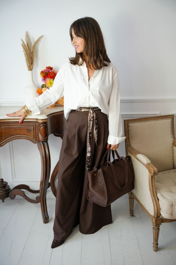 Pantalon Foulard Chocolat LISE Noho - 1 | Welcome
