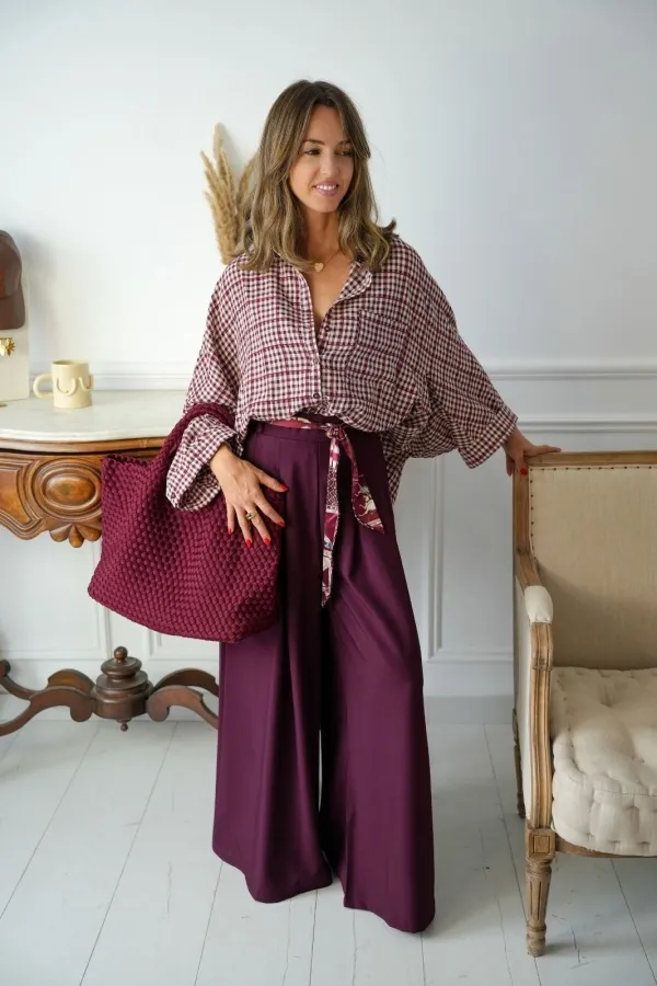 Pantalon Foulard Bordeaux LISE Noho - 3 | Accueil 2