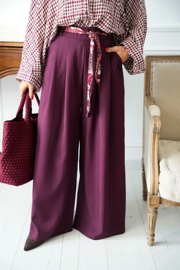 Pantalon Foulard Bordeaux LISE Noho - 3 | Accueil