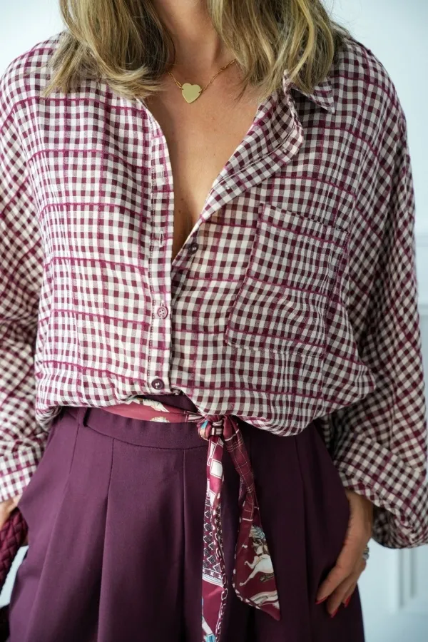 Chemise Carreaux Bordeaux JUSY Noho - 1 | Accueil 2