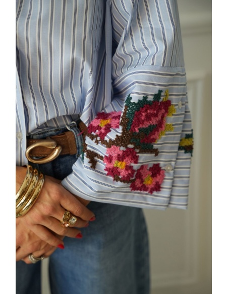 Chemise Rayé Ciel Fleurs ROVIGIO Noho - 5 | Accueil