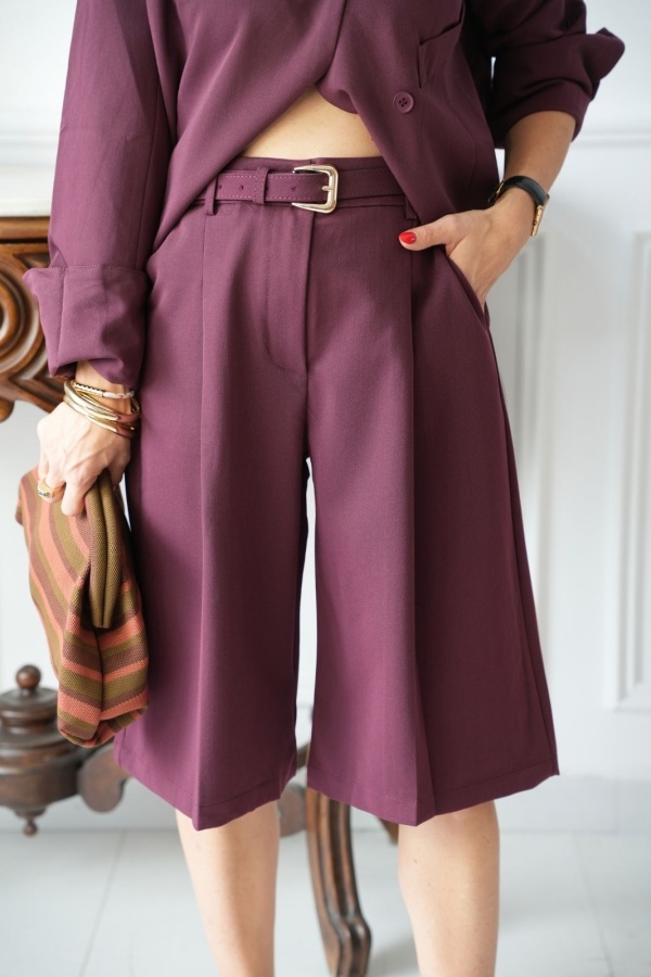 Bermuda Ceinture Bordeaux MIRANO Noho - 1 | Accueil 2