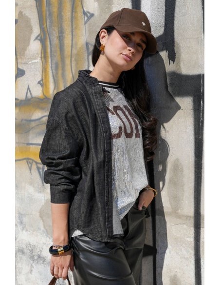 Chemisier Jean Noir WALSEN Johanna - 1 | Accueil