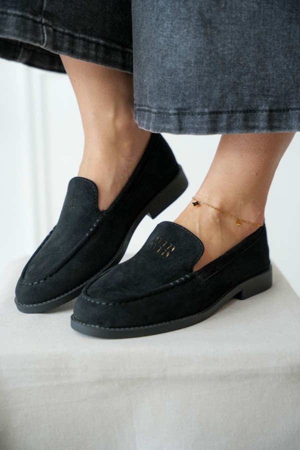 Mocassin Suédine Noir LORNA Noho - 1 | Accueil