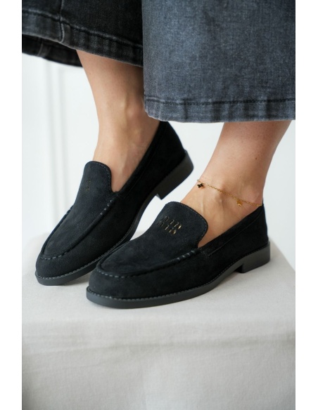 Mocassin Suédine Noir LORNA Noho - 1 | Accueil