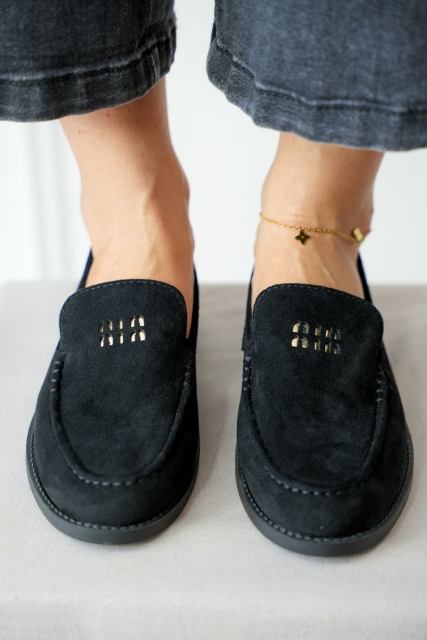 Mocassin Suédine Noir LORNA Noho - 1 | Accueil 2