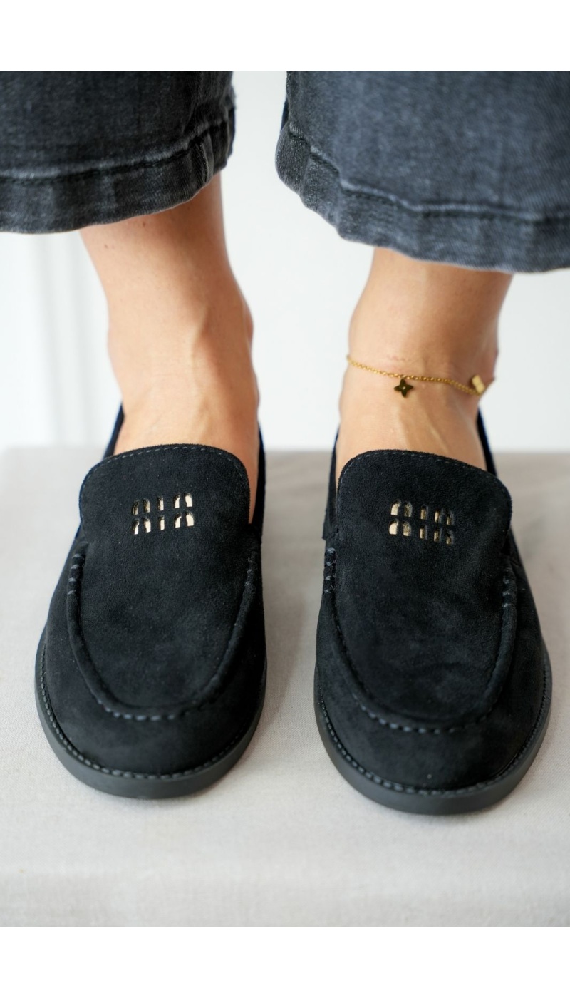 Mocassin Suédine Noir LORNA Noho - 2 | Accueil