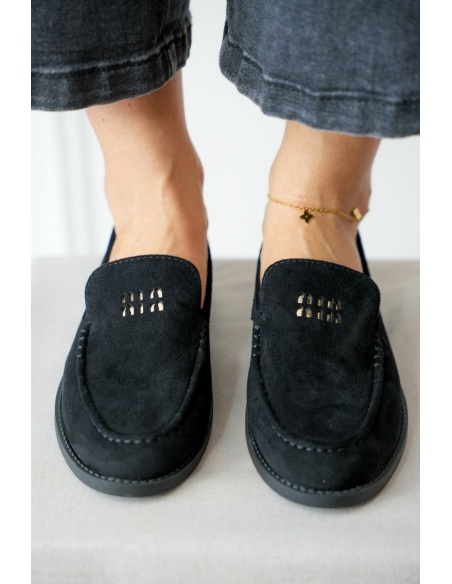 Mocassin Suédine Noir LORNA Noho - 2 | Accueil