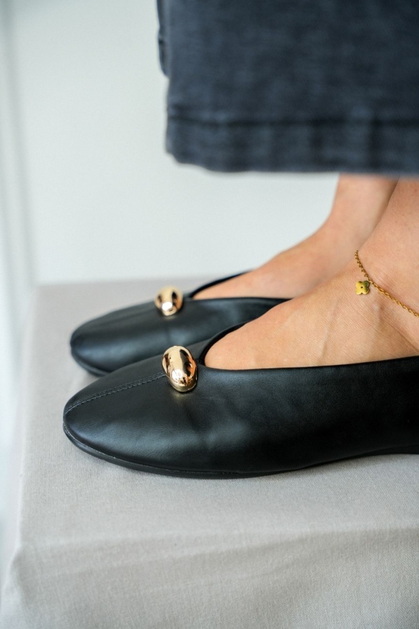 Ballerine Noir Doré Similicuir MILAN Noho - 1 | Accueil