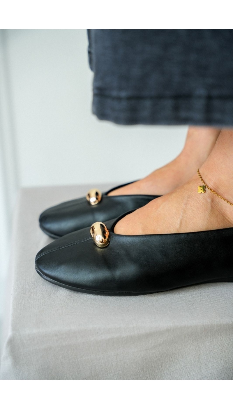Ballerine Noir Doré Similicuir MILAN Noho - 1 | Accueil