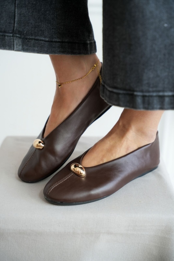 Ballerine Marron Doré Similicuir MILAN Noho - 1 | Accueil