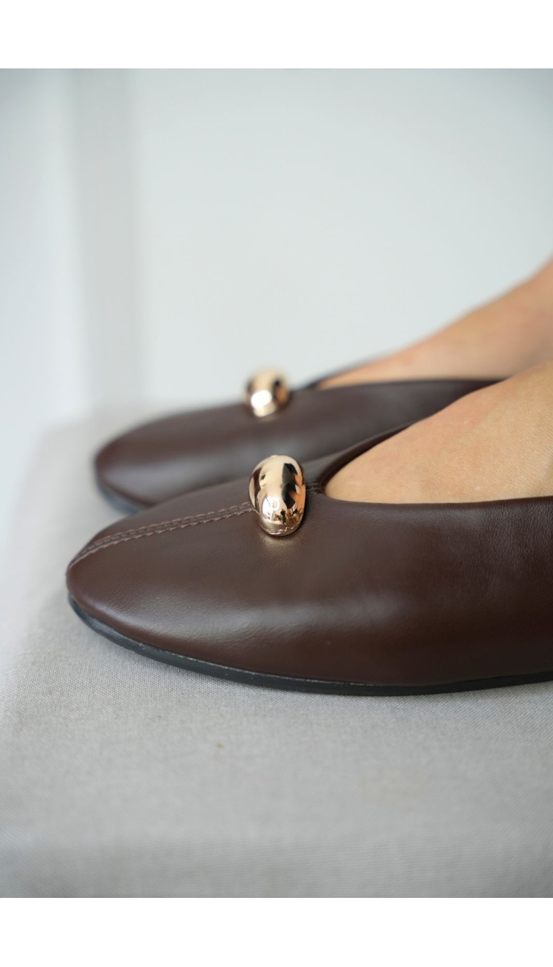 Ballerine Marron Doré Similicuir MILAN Noho - 3 | Accueil