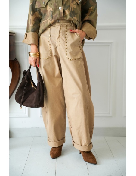 Pantalon Clouté Beige DULAH Noho - 1 | Accueil