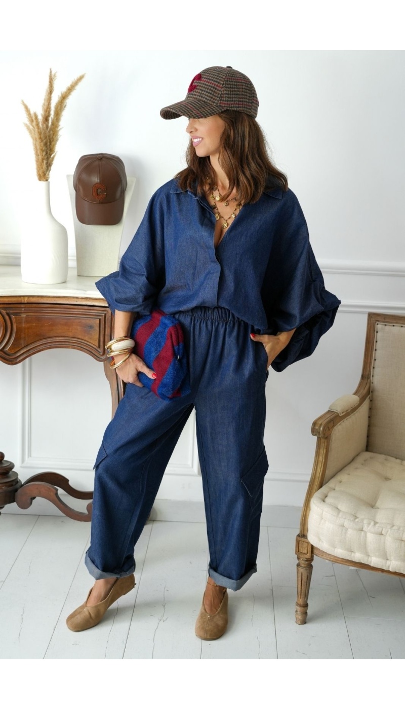 Pantalon Large Cargo Denim ZITA Noho - 2 | Bienvenido