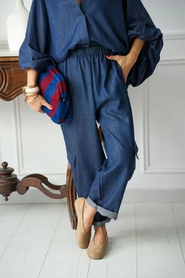 Pantalon Large Cargo Denim ZITA Noho - 2 | Bienvenido 2