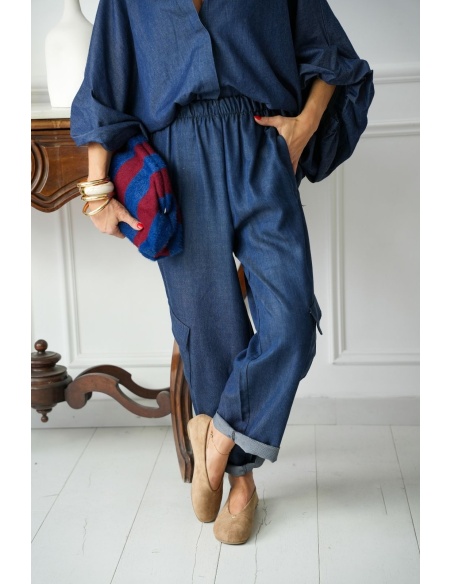 Pantalon Large Cargo Denim ZITA Noho - 3 | Bienvenido