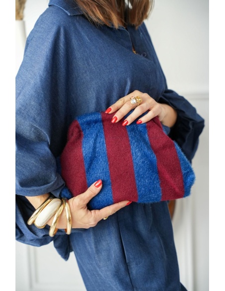Pochette Rayée Marine Bordeaux FLORE Noho - 1 | Bem-vindo
