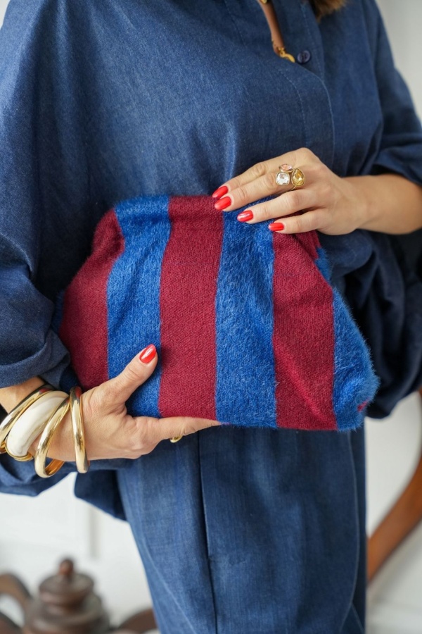 Pochette Rayée Marine Bordeaux FLORE Noho - 1 | Bienvenido 2
