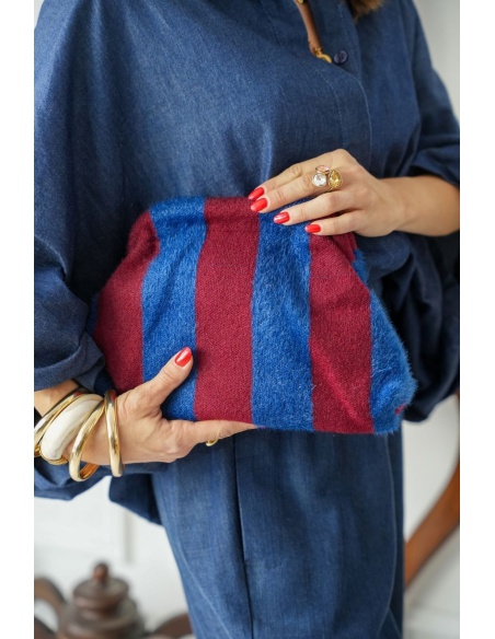 Pochette Rayée Marine Bordeaux FLORE Noho - 2 | Accueil