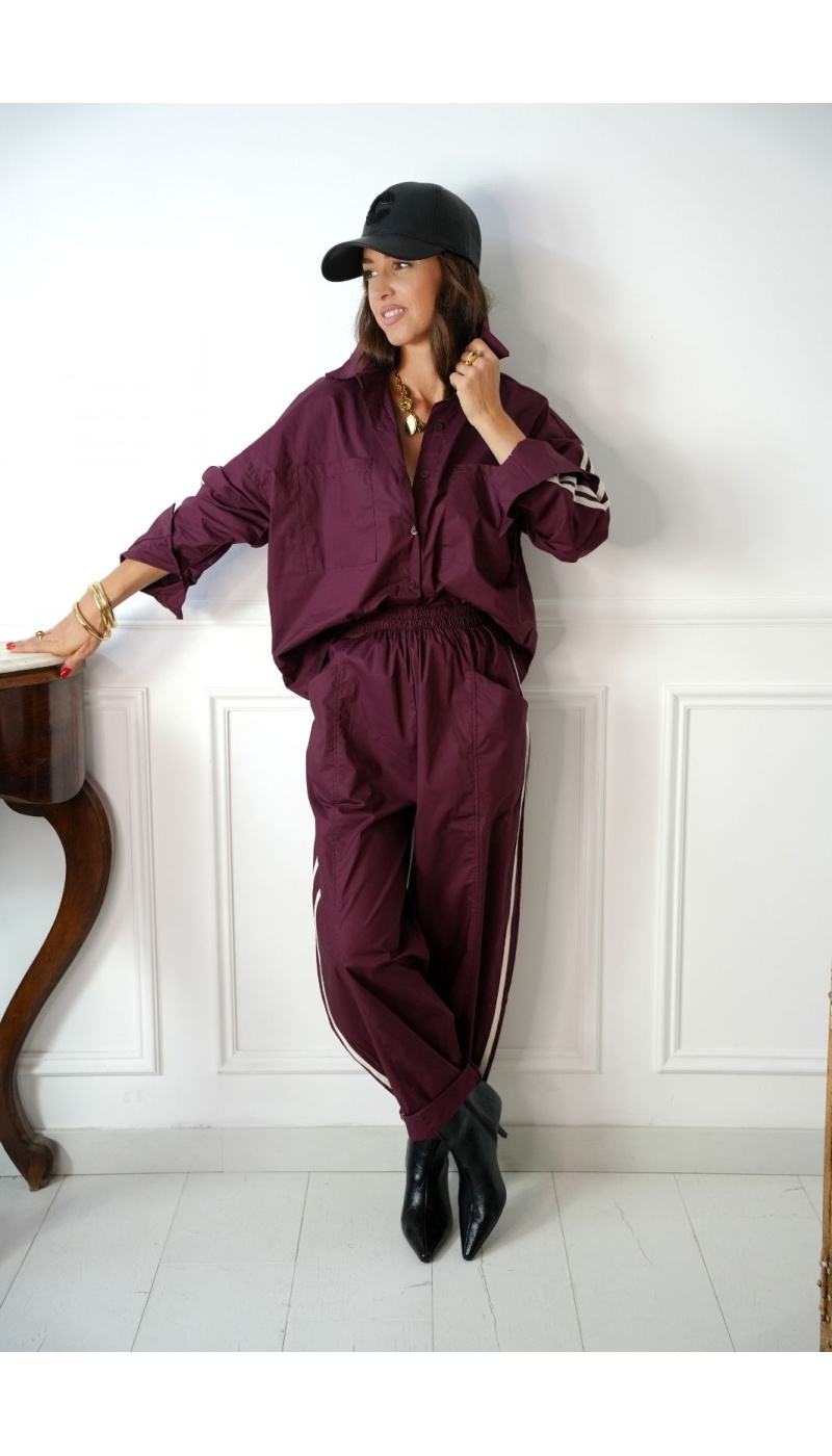 Chemisier Bandes Bordeaux SASHA Noho - 2 | ENSEMBLES