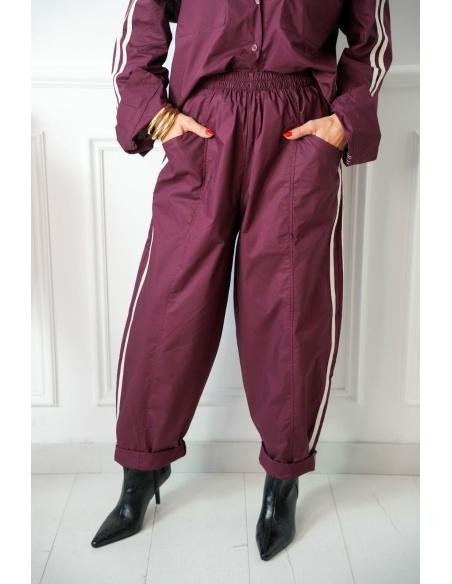 Pantalon Bandes Bordeaux ANICET Noho - 3 | FEMMES