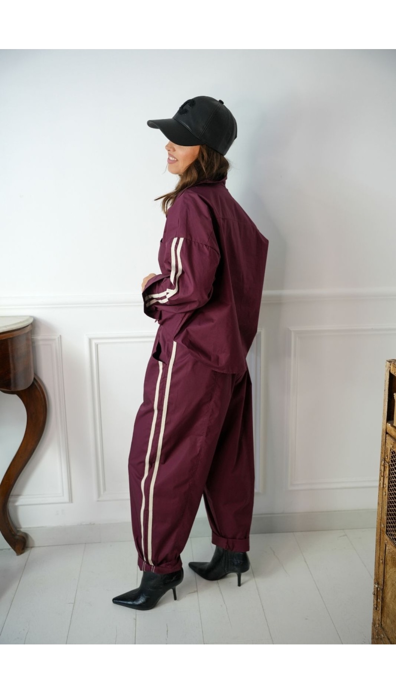Pantalon Bandes Bordeaux ANICET Noho - 4 | FEMMES