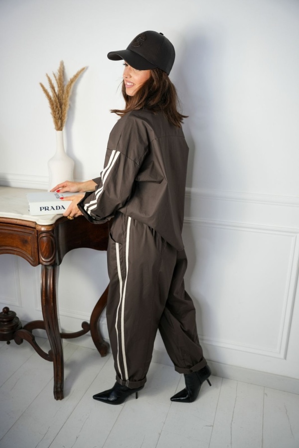 Pantalon Bandes Choco ANICET Noho - 1 | Accueil