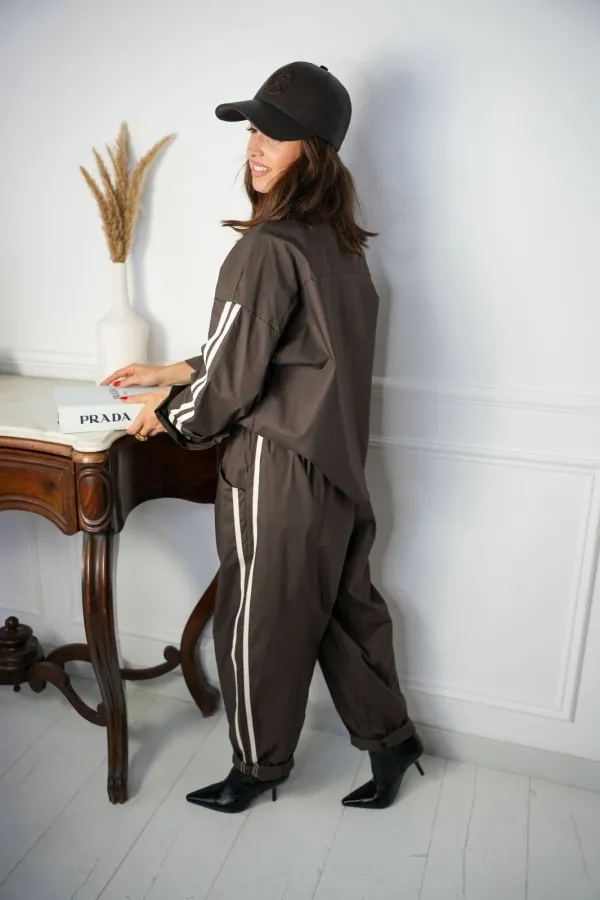 Pantalon Rayures Choco ANICET Noho - 1 | Welcome