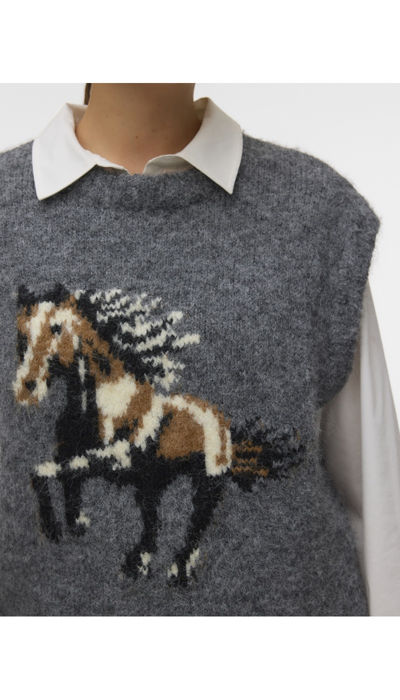 Pull Dark Grey Melange VMARIANNA Vero Moda - 3 | HAUTS