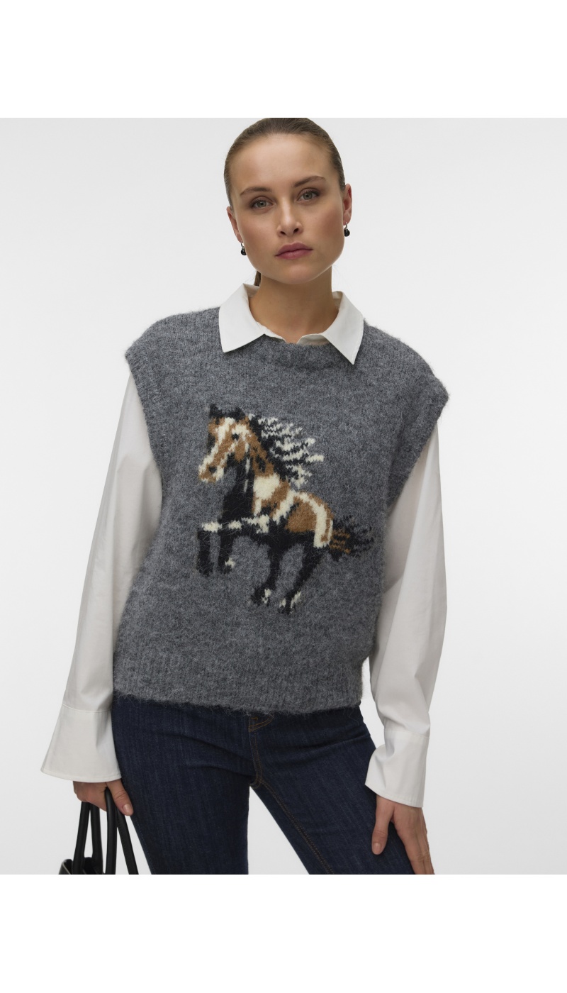 Pull Dark Grey Melange VMARIANNA Vero Moda - 1 | HAUTS