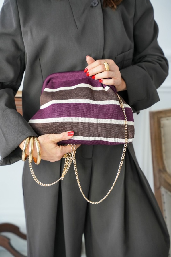 Pochette Rayé Bordeaux CENDER Noho - 1 | ACESSÓRIOS
