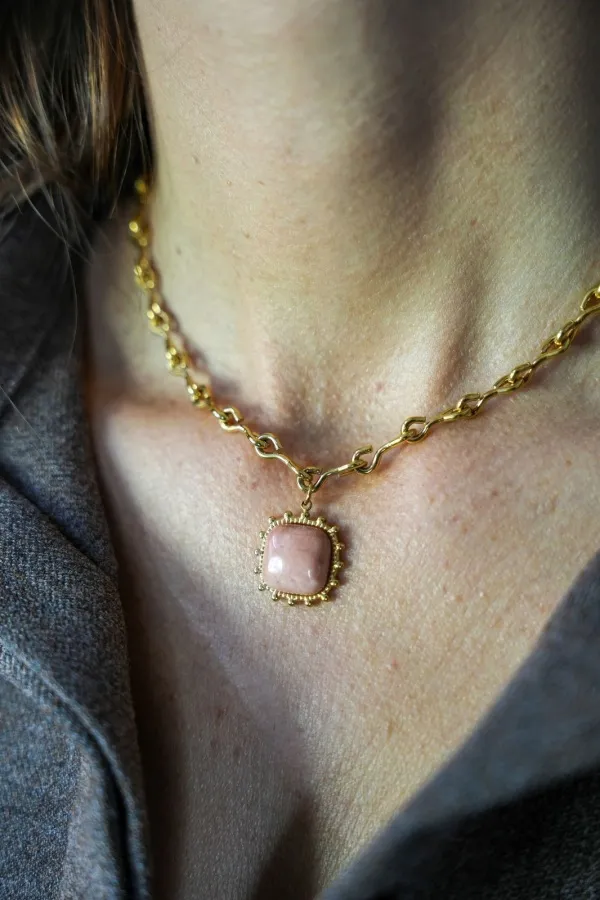 Collier Pierre Rose KAIS Noho - 1 | Accueil