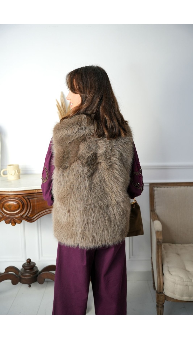 GILET FEMME SANS MANCHE TAUPE H26 Noho - 5 | Welcome