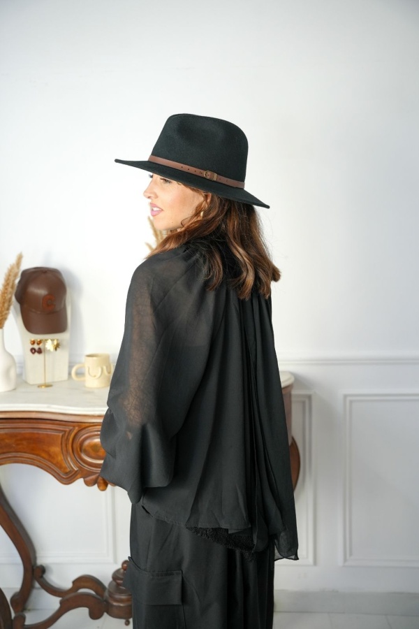 Blouse Dentelle Fluide Noir SANTA ROSA Noho - 1 | Accueil 2