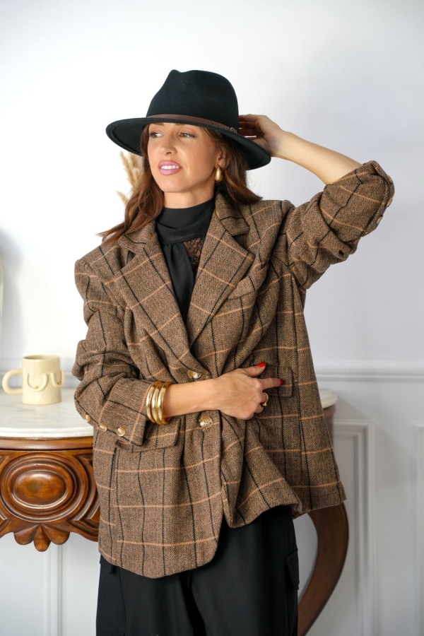 Blazer Carreaux Marron MARGA Noho - 1 | Welcome