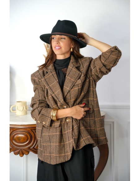Blazer Carreaux Marron MARGA Noho - 1 | Welcome
