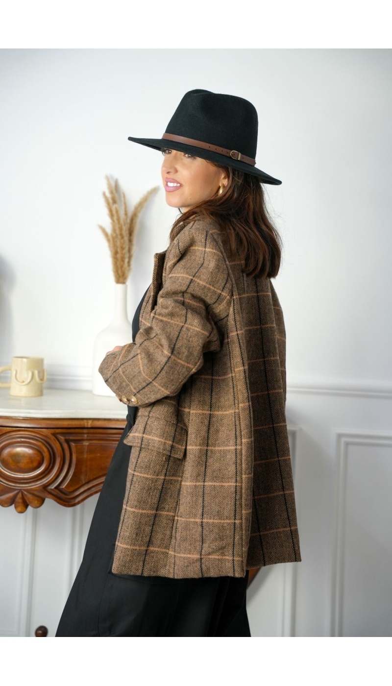 Blazer Carreaux Marron MARGA Noho - 3 | Accueil