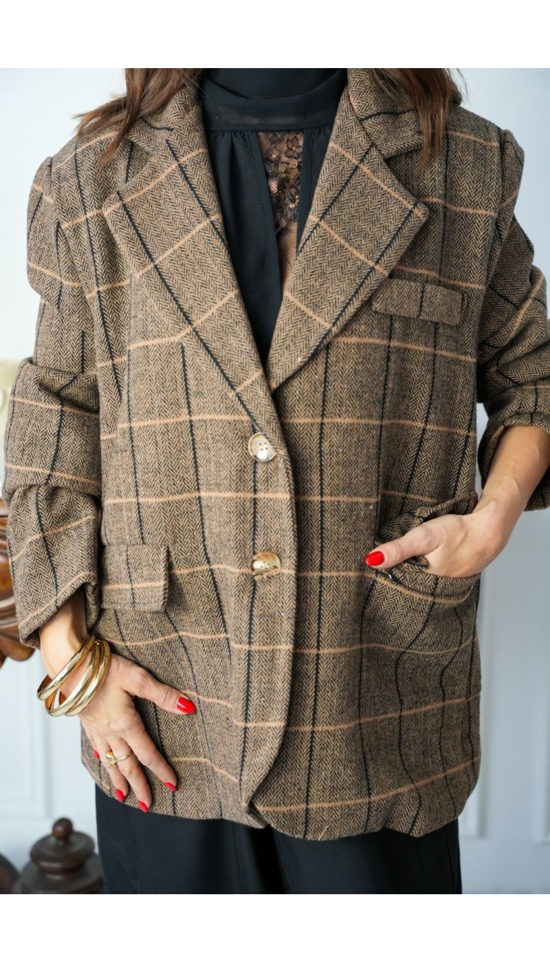 Blazer Carreaux Marron MARGA Noho - 4 | Welcome