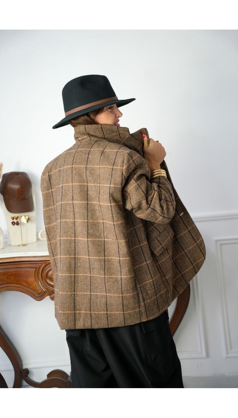 Blazer Carreaux Marron MARGA Noho - 5 | Accueil