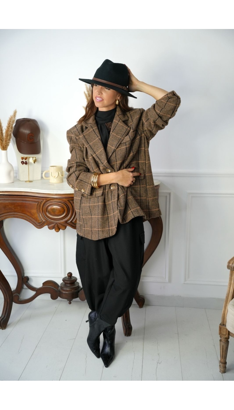 Blazer Carreaux Marron MARGA Noho - 2 | Welcome